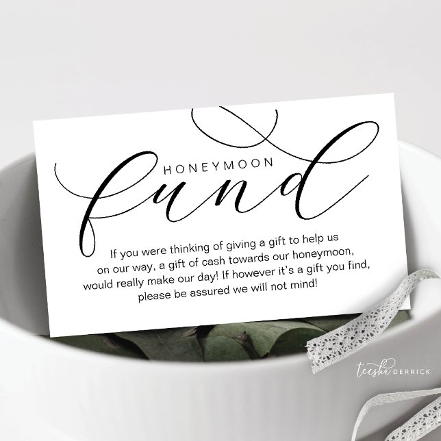 Tarjeta De Recepción Fondo de luna de miel boda, Wish, mínimo moderno (Wedding Honeymoon Fund, Wish, Modern Beautiful Elegance Luxury Enclosure Card)