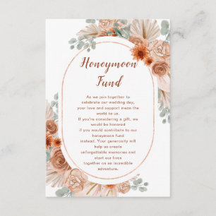 Tarjeta De Recepción Fondo de luna de miel Boho Terracotta Pampas