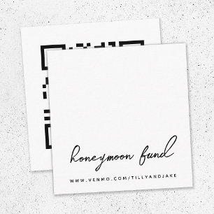 Tarjeta De Recepción Fondo de luna de miel   Código QR Boda blanco Mini