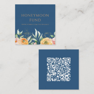 Tarjeta De Recepción Fondo de luna de miel Código QR Boda floral elegan