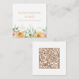 Tarjeta De Recepción Fondo de luna de miel Código QR Boda floral elegan