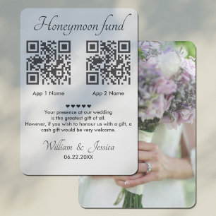 Tarjeta De Recepción Fondo De Luna De Miel Con 2 Código QR Y Foto