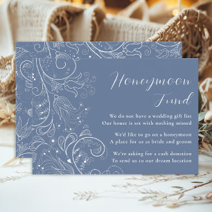 Tarjeta De Recepción Fondo de luna de miel de boda floral elegante azul