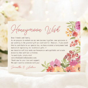 Tarjeta De Recepción Fondo de luna de miel floral Boho Ducha de novia