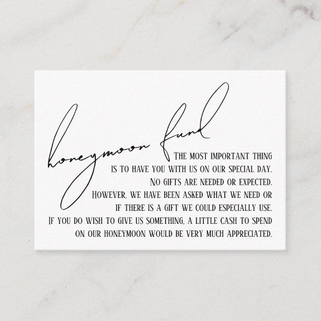 Tarjeta De Recepción Fondo de luna de miel Moderna escritura delgada bl (Anverso)