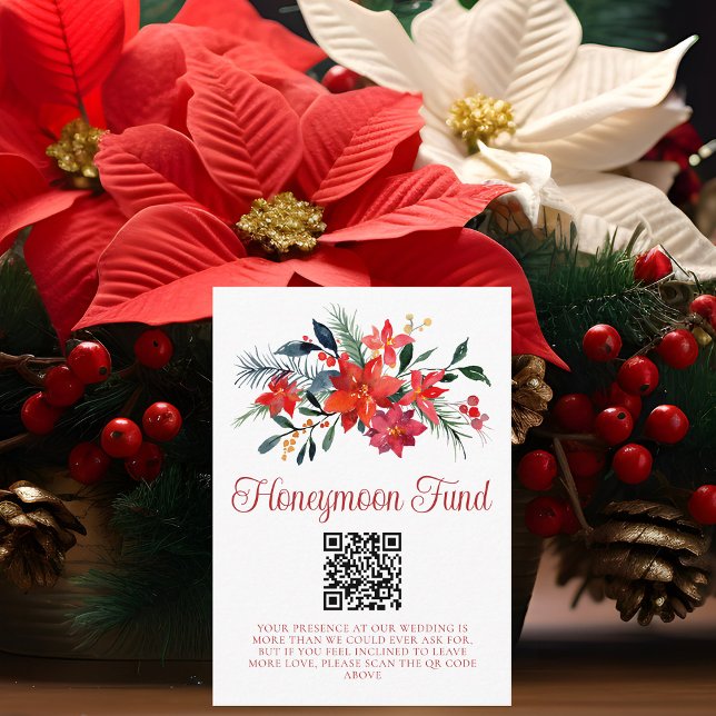 Tarjeta De Recepción Fondo de luna de miel para Navidades de Poinsettia (Subido por el creador)