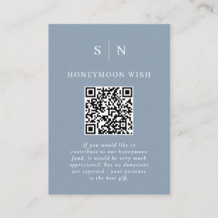 Tarjeta De Recepción Fondo de luna de miel Registro de código QR azul