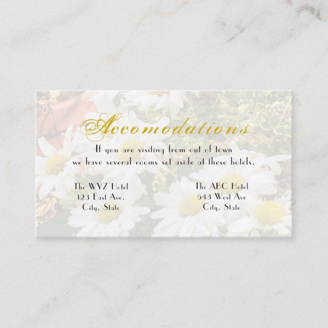 Tarjeta De Recepción Fondo de margarita elegante Boda amarillo y gris (Anverso)