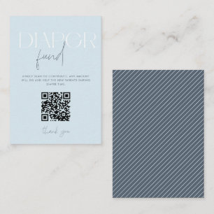 Tarjeta De Recepción Fondo de pañales azules moderno Baby Shower QR Cod