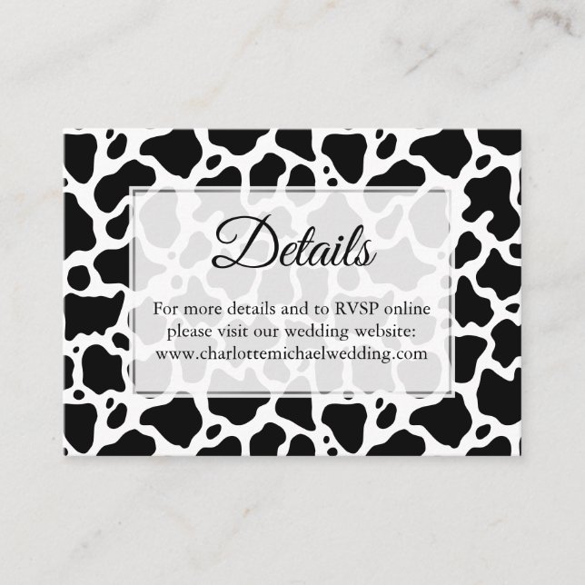 Tarjeta De Recepción Fondo del patrón de vaca (Anverso)