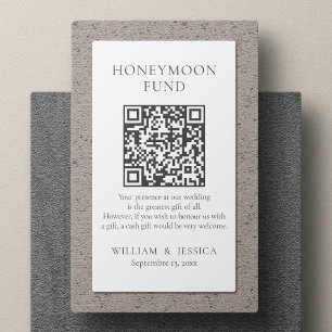 Tarjeta De Recepción Fondo minimalista de luna de miel con código QR