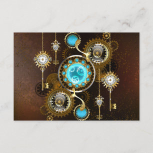 Tarjeta De Recepción Fondo oxidado steampunk con lentes turquesas