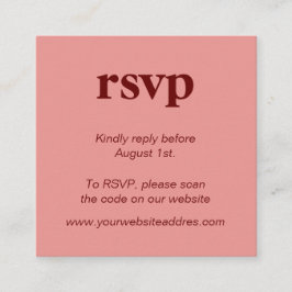Tarjeta De Recepción Fondo rosa, tipografía audaz RSVP