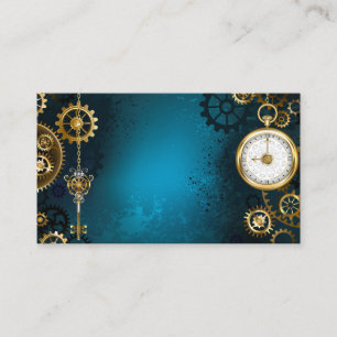 Tarjeta De Recepción Fondo turquesa Steampunk con engranajes