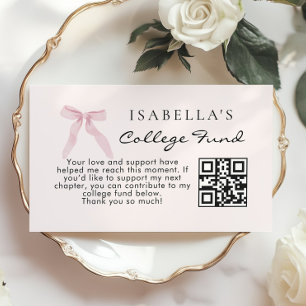 Tarjeta De Recepción Fondo Universitario Código Qr Lazo Rosa Graduación
