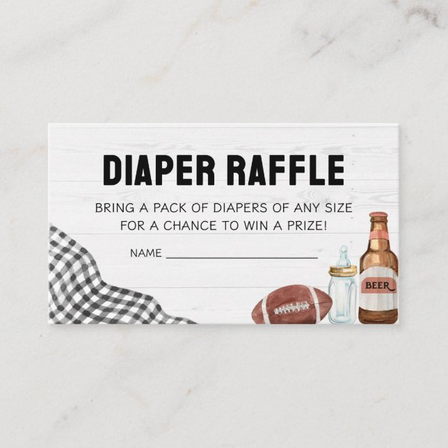 Tarjeta De Recepción Football Baby Shower Diaper Raffle (Anverso)