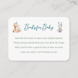 Tarjeta De Recepción Forest Animal Woodland Baby Shower Book Request