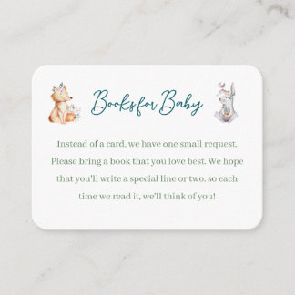 Tarjeta De Recepción Forest Animal Woodland Baby Shower Book Request