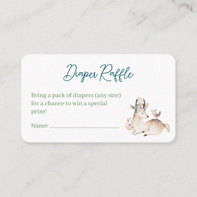 Tarjeta De Recepción Forest Animal Woodland Baby Shower Diaper Raffle (Anverso)