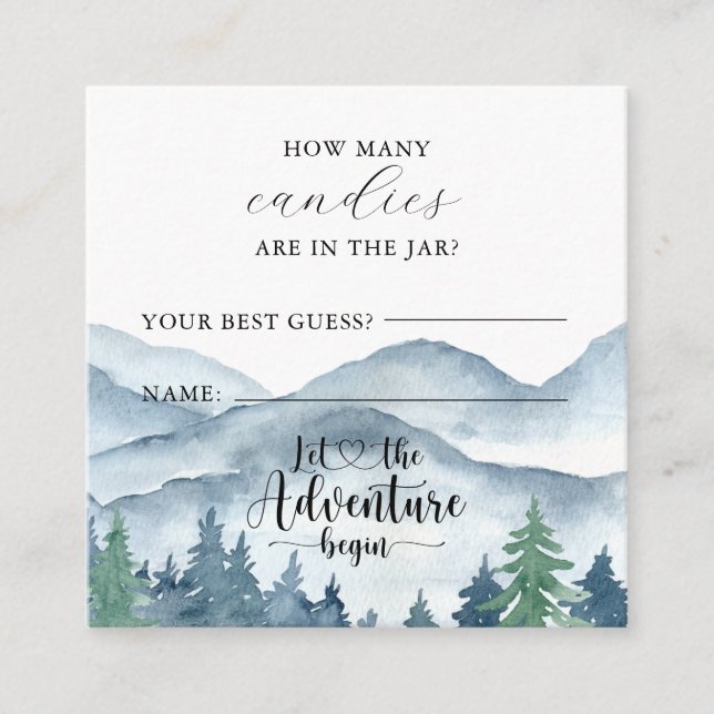 Tarjeta De Recepción Forest Baby Shower Cuántos En El Juego De Jar (Anverso)