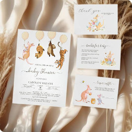 Tarjeta De Recepción Forest Woodland Kangaroo Baby Shower Diaper Raffle