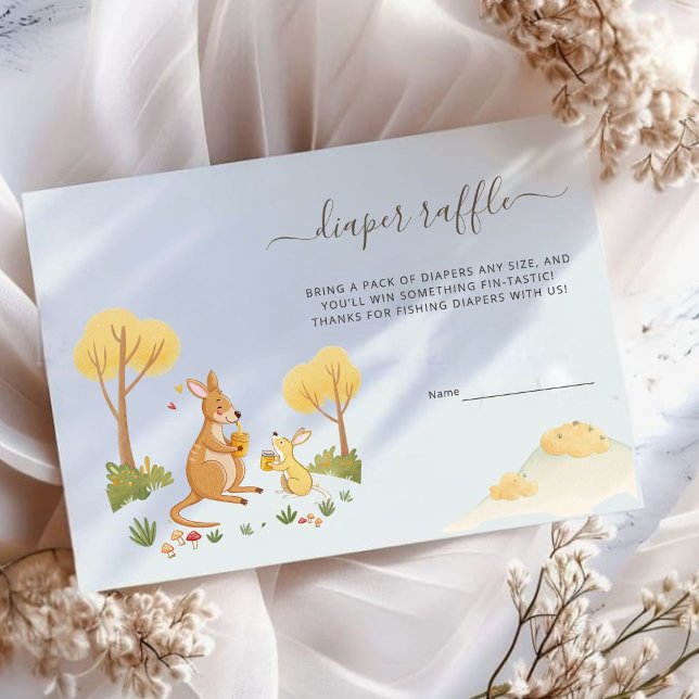 Tarjeta De Recepción Forest Woodland Kangaroo Baby Shower Diaper Raffle (Subido por el creador)