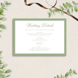 Tarjeta De Recepción Formal Classic Sage Green Border Wedding Details
