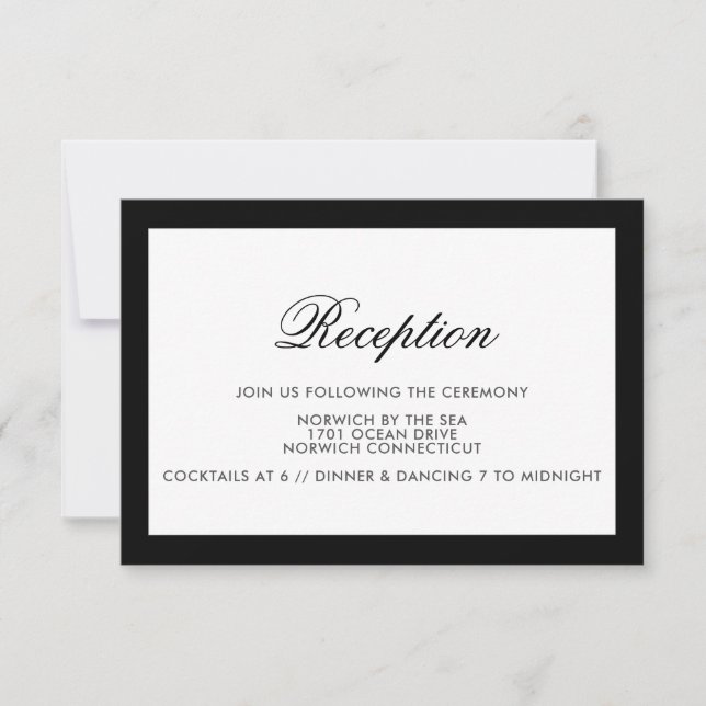 Tarjeta de recepción formal de boda clásica de bor (Anverso)