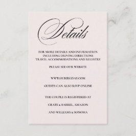 Tarjeta De Recepción Formal Elegant Enclosure Card Details