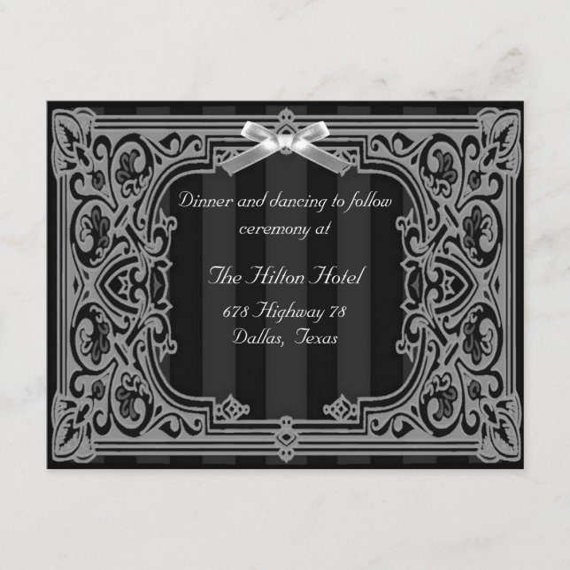 Tarjeta de recepción formal en blanco y negro (Anverso)