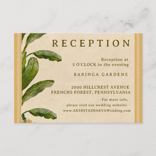Tarjeta De Recepción Formal Traditional Wedding Enclosure Card  (Anverso)