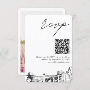 Tarjeta De Recepción Fort Worth Wedding RSVP Código QR Pequeño