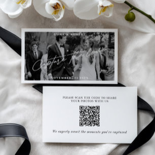 Tarjeta De Recepción Foto Boda moderna Captura El Código QR De Amor