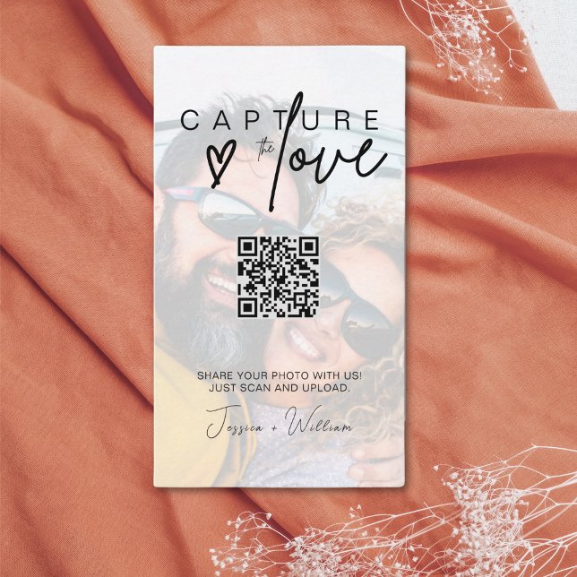 Tarjeta De Recepción Foto Boda moderna Captura el código Qr del amor (Subido por el creador)