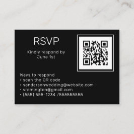 Tarjeta De Recepción Foto boda RSVP Online Código QR Negro