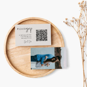 Tarjeta De Recepción Foto completa y código QR para RSVP de bodas