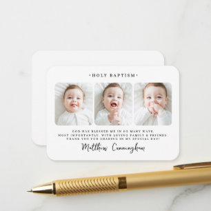 Tarjeta De Recepción Foto de Bautizo Moderna Simple y Elegante