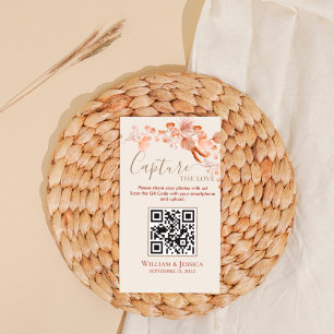 Tarjeta De Recepción Foto de Boho Boda Compartir Pampas Grass QR Code