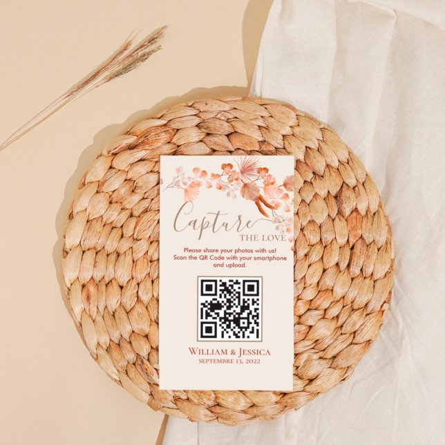 Tarjeta De Recepción Foto de Boho Boda Compartir Pampas Grass QR Code (Subido por el creador)