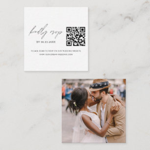 Tarjeta De Recepción Foto de código QR Boda RSVP sitio web Minimalista