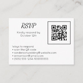 Tarjeta De Recepción Foto de código QR en línea RSVP de boda