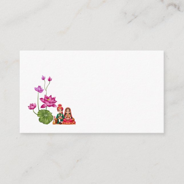 Tarjeta De Recepción Foto de Lotus, novia y novio (Anverso)