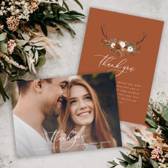 Tarjeta De Recepción Foto de presupuesto boda elegante gracias terracot (Subido por el creador)