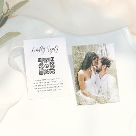 Tarjeta De Recepción Foto de script simple Boda de código QR RSVP
