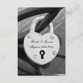 Tarjeta De Recepción Foto del candado del corazón con boda vertical de