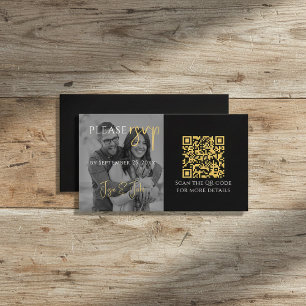 Tarjeta De Recepción Foto en blanco y negro RSVP con código QR
