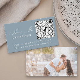 Tarjeta De Recepción Foto en línea RSVP Código QR Boda azul turbio