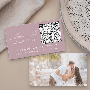 Tarjeta De Recepción Foto en línea RSVP Código QR Rosa Boda