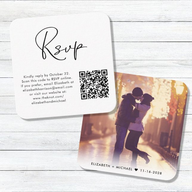 Tarjeta De Recepción Foto moderna Boda de código QR RSVP (Subido por el creador)