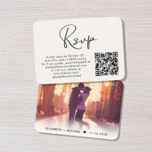 Foto moderna Código QR Boda crema RSVP
